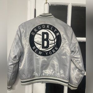 NBA Brooklyn Nets Satin Bomber Jacket by JH Design - Youth Large (9/10)